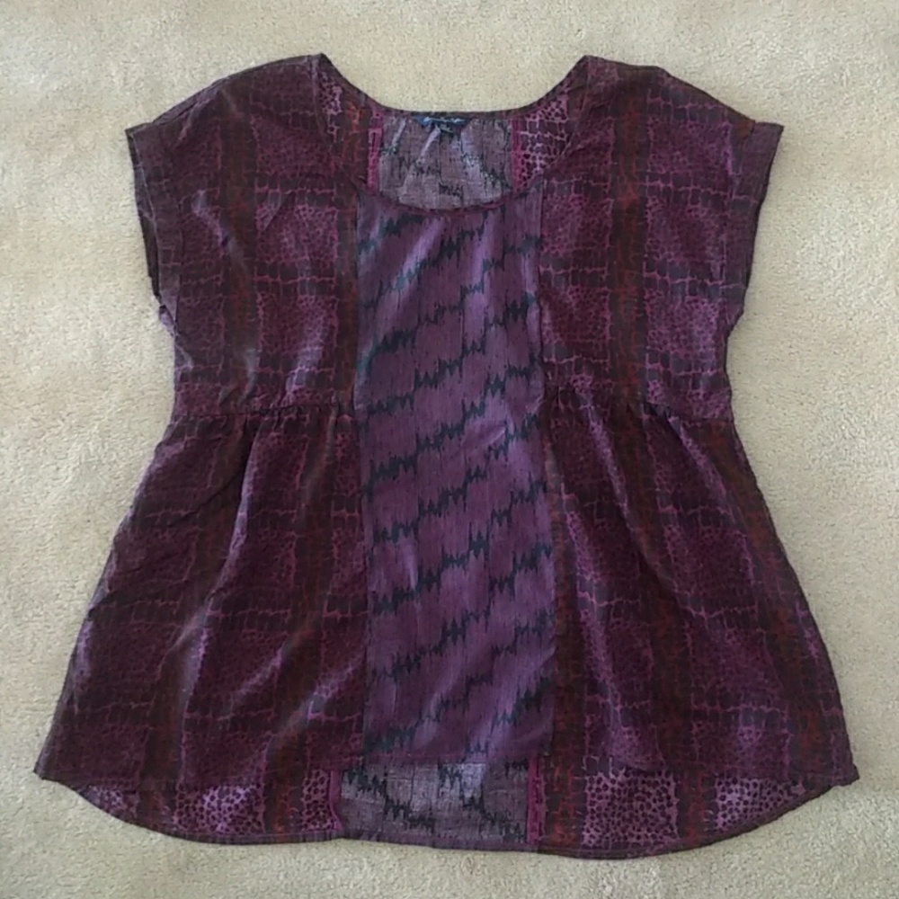 Like New American Eagle Boho Mixed Media Print Top